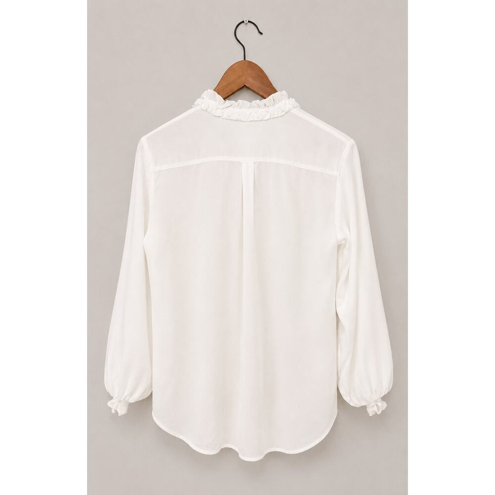 J Crew White Chiffon Womens Blouse Size 8 Normcore Coastal Preppy Top  Romantic - Picture 2 of 5